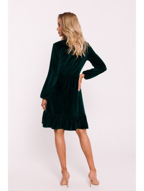 Welurowa sukienka z karczkiem