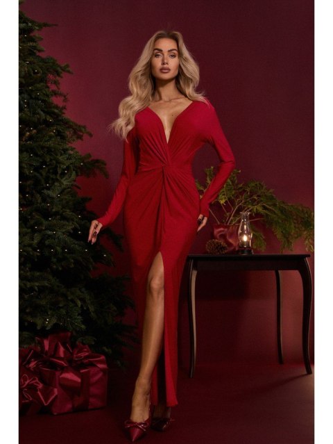 Suknia z elastycznej dzianiny z przeplotem