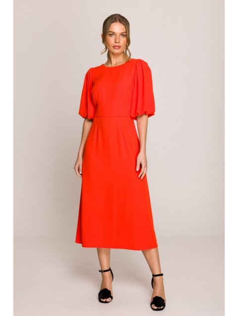 S399 Sukienka z bufiastymi rękawami