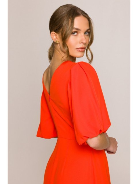 S399 Sukienka z bufiastymi rękawami