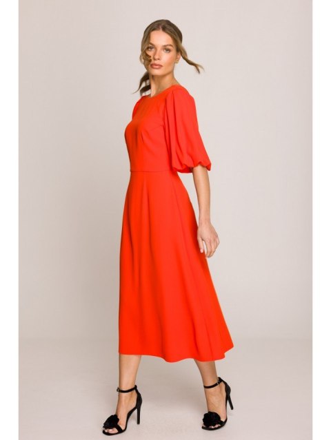 S399 Sukienka z bufiastymi rękawami