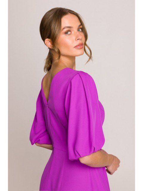 S399 Sukienka z bufiastymi rękawami