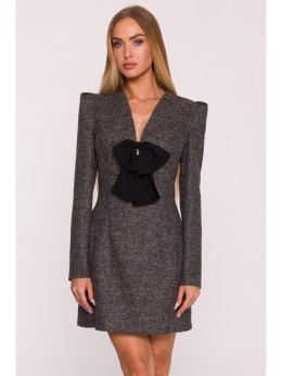 Sukienka tweedowa z kokardą szyfonową