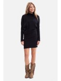 Sukienka bluzowana z dzianiny prążkowanej