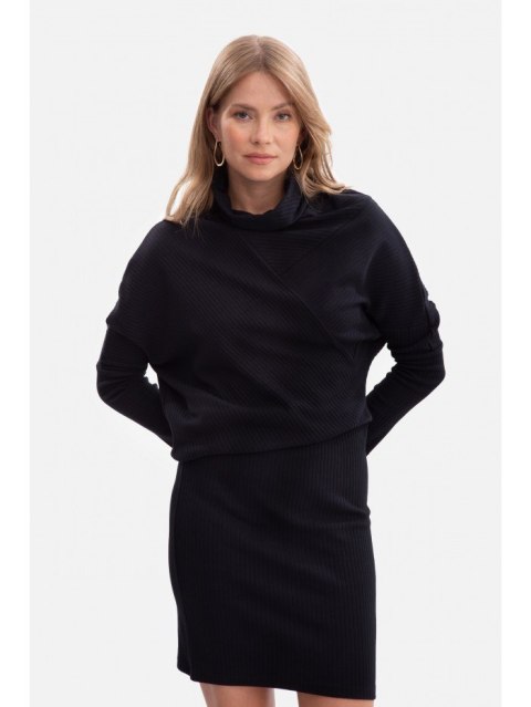 Sukienka bluzowana z dzianiny prążkowanej